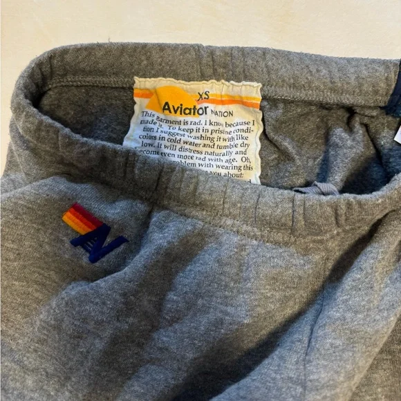 Aviator Nation gray 5 stripe SET - hoodie and sweatpants - Picture 2 of 4